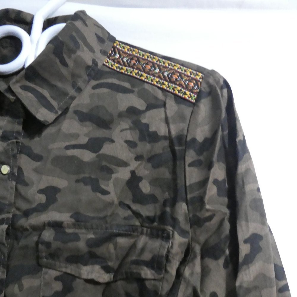 MAX | UK 14 EUR 40 | Camo / Camouflage Snap Button-Up Front Shirt | NWOT - Picture 6 of 16